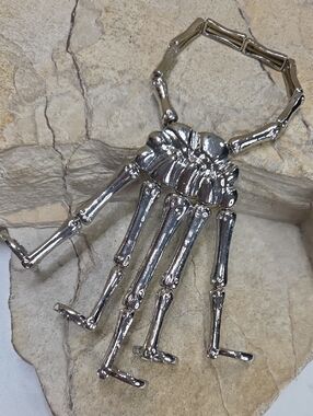 Silver Skeleton Hand Bracelet Ring Charm